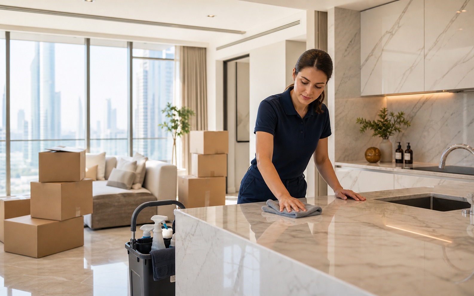 Move in move out cleaning in a luxury Dubai apartment
